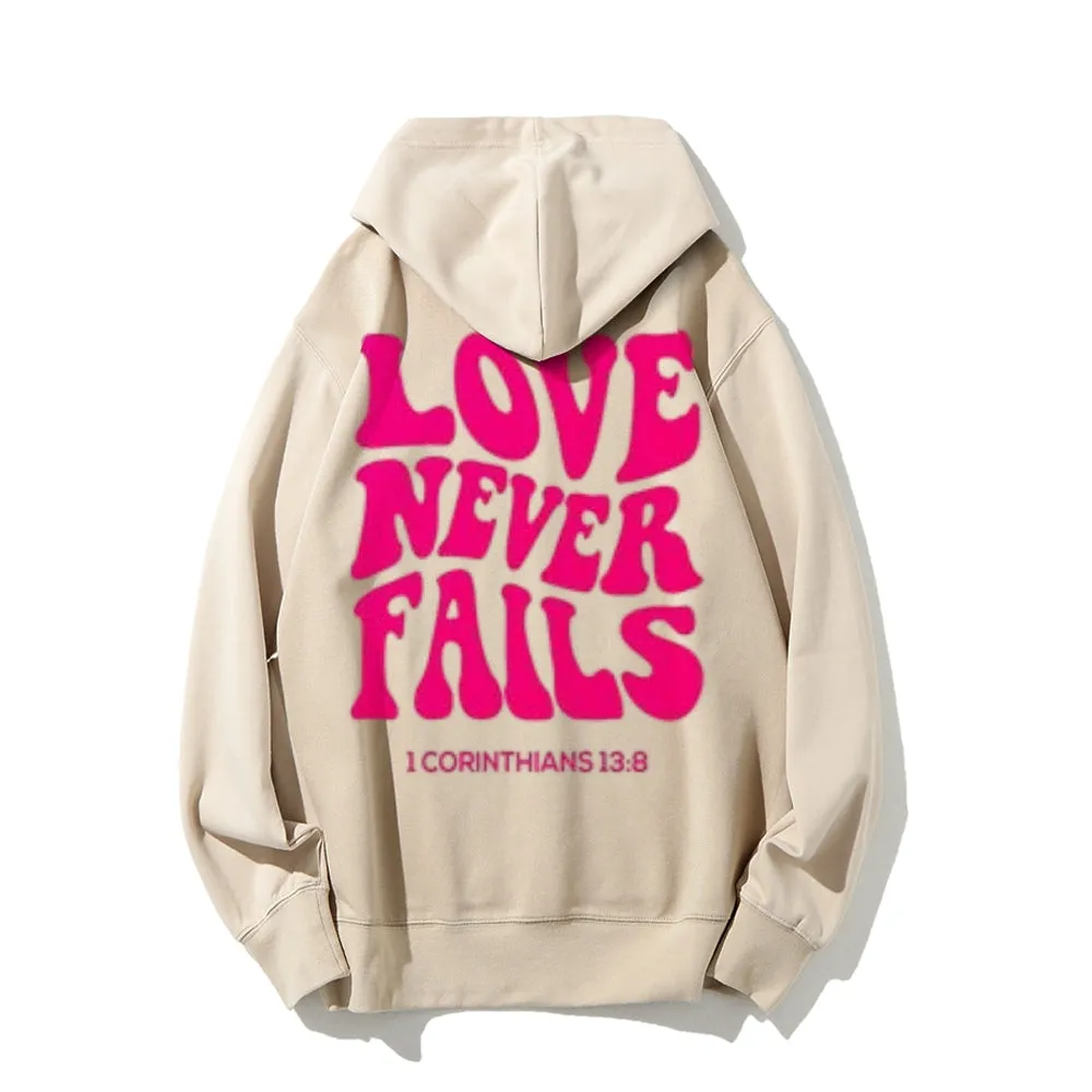 Women LOVE NEVER FAILS Letter Graphic Hoodies