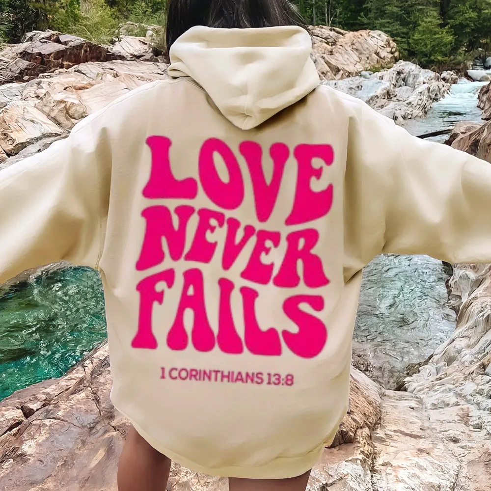 Women LOVE NEVER FAILS Letter Graphic Hoodies