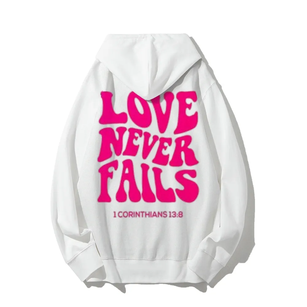 Women LOVE NEVER FAILS Letter Graphic Hoodies