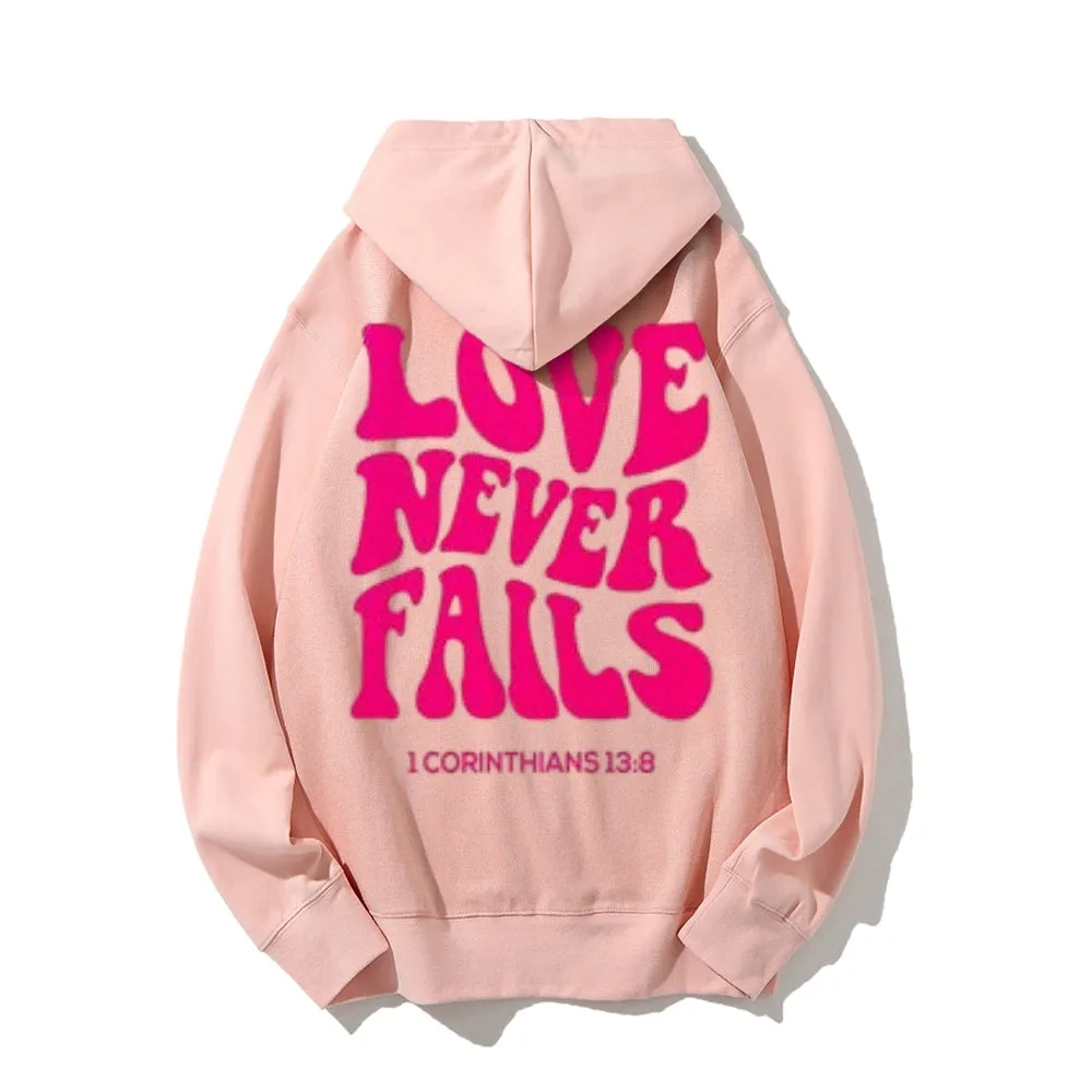 Women LOVE NEVER FAILS Letter Graphic Hoodies