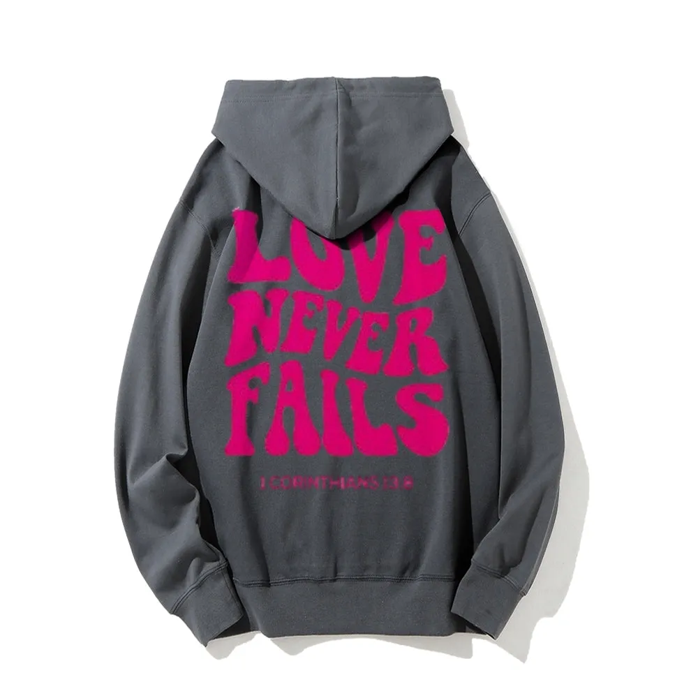 Women LOVE NEVER FAILS Letter Graphic Hoodies