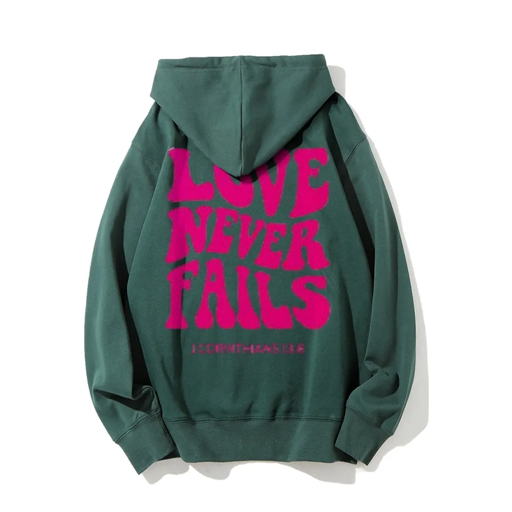 Women LOVE NEVER FAILS Letter Graphic Hoodies