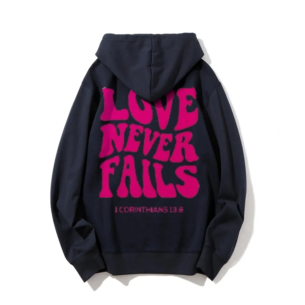 Women LOVE NEVER FAILS Letter Graphic Hoodies