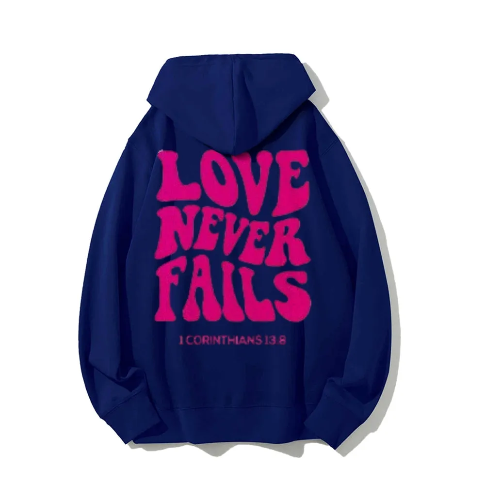 Women LOVE NEVER FAILS Letter Graphic Hoodies