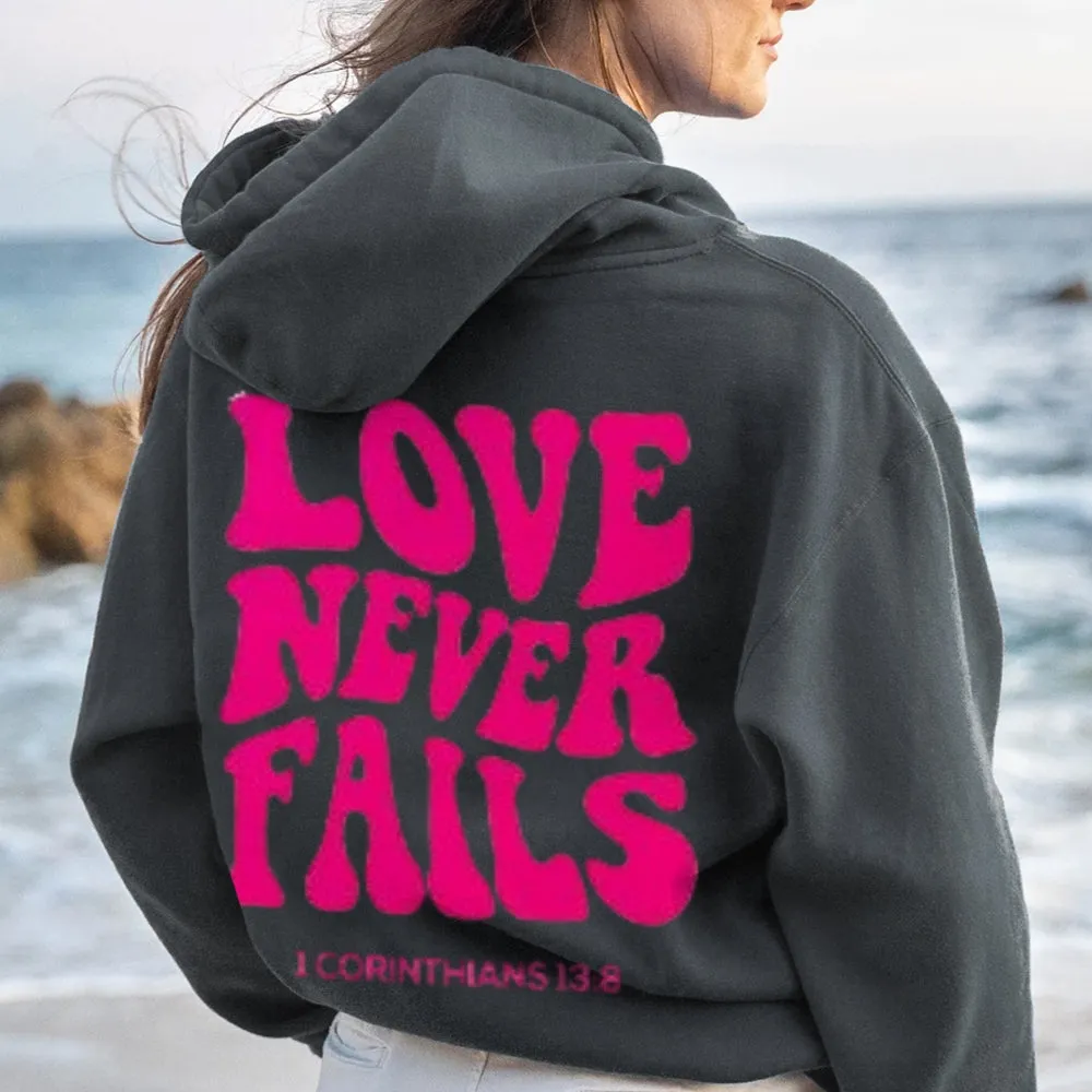 Women LOVE NEVER FAILS Letter Graphic Hoodies