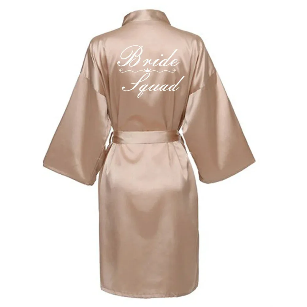 Women Silk Satin Short Night Printing Robe Kimono Robe Fashion Bath Robe Bathrobe Femme Wedding Bride Bridesmaid RobeZK09