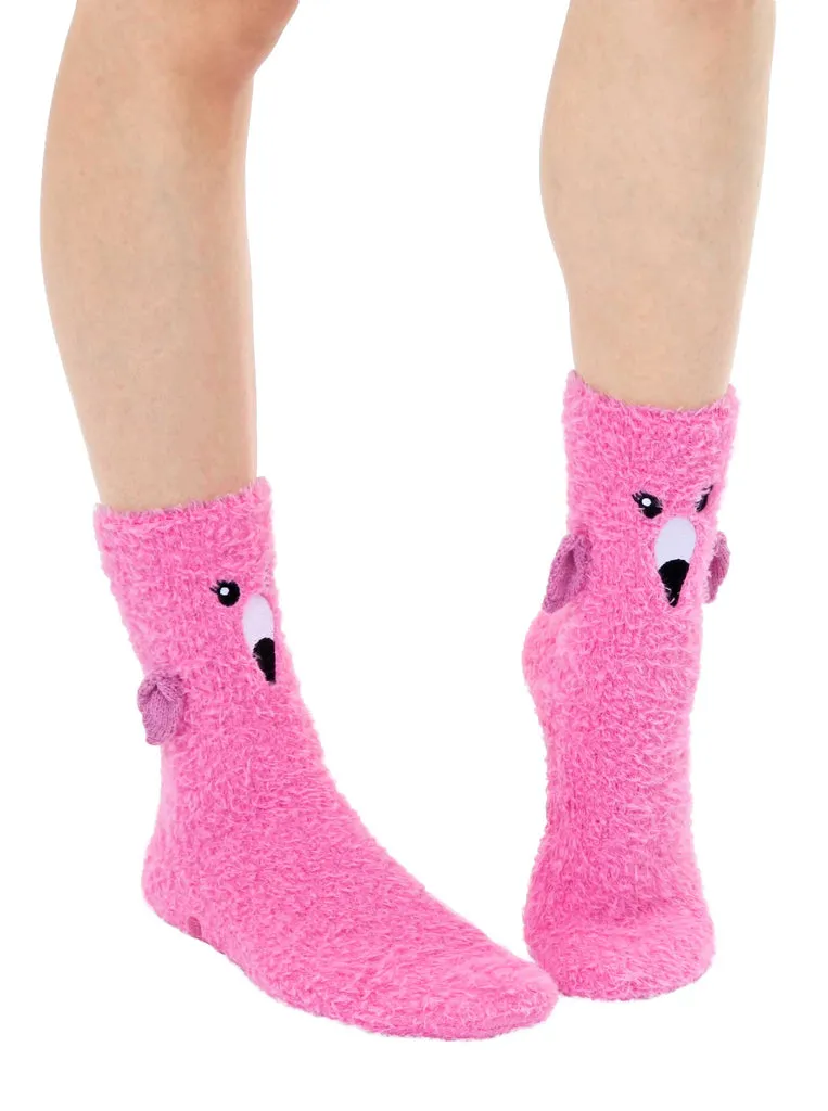 Women's Fuzzy Flamingo Socks