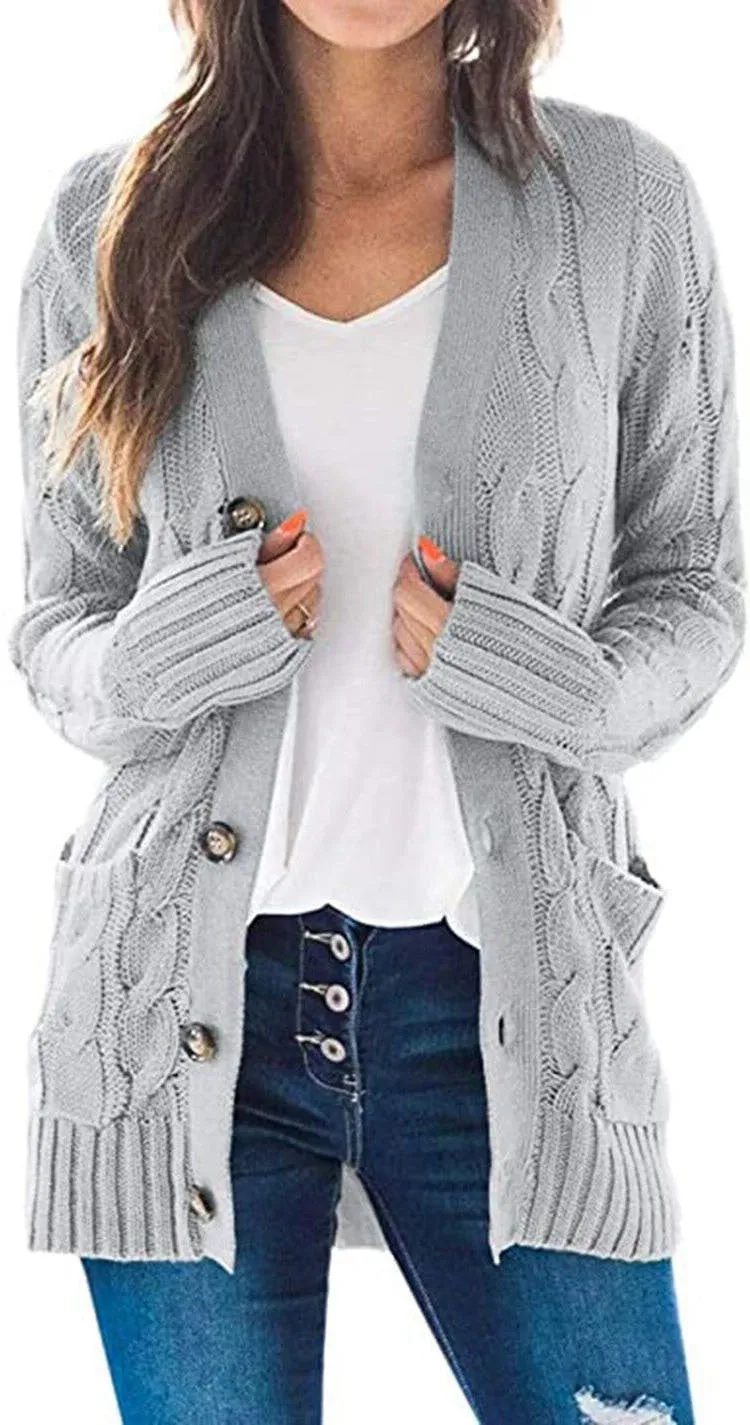 Women's Jacket Knit Cardigan Soft Sweater With Pockets