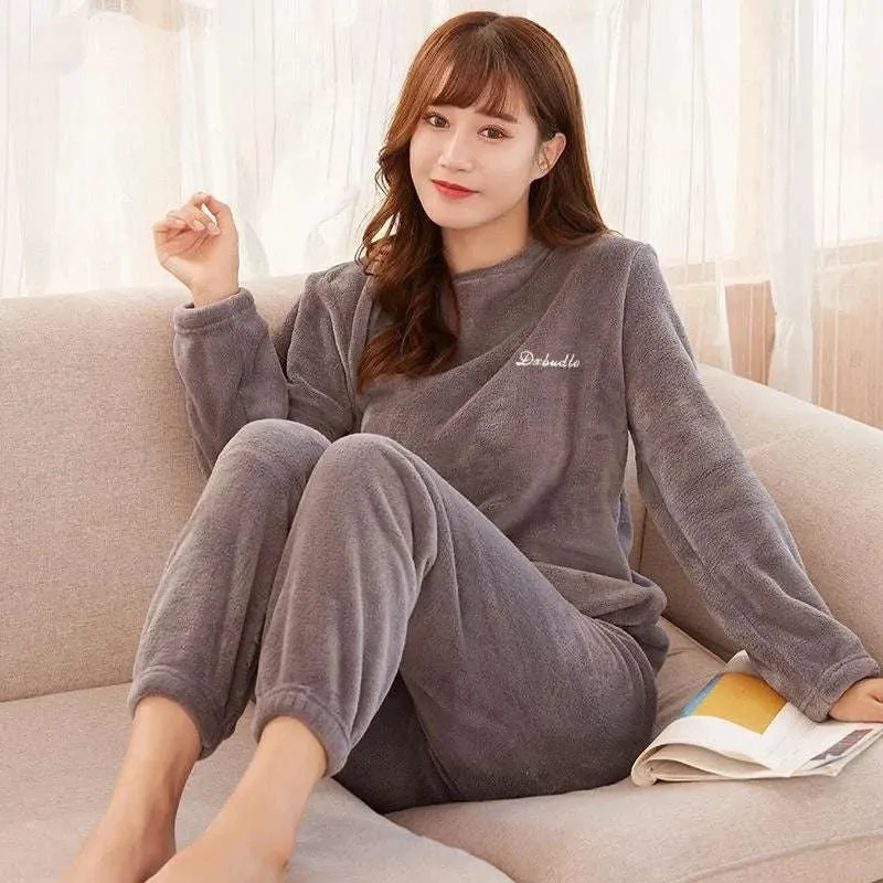 Women's Thick Coral Fleece Pajama Set - Warm Winter Homewear Suit