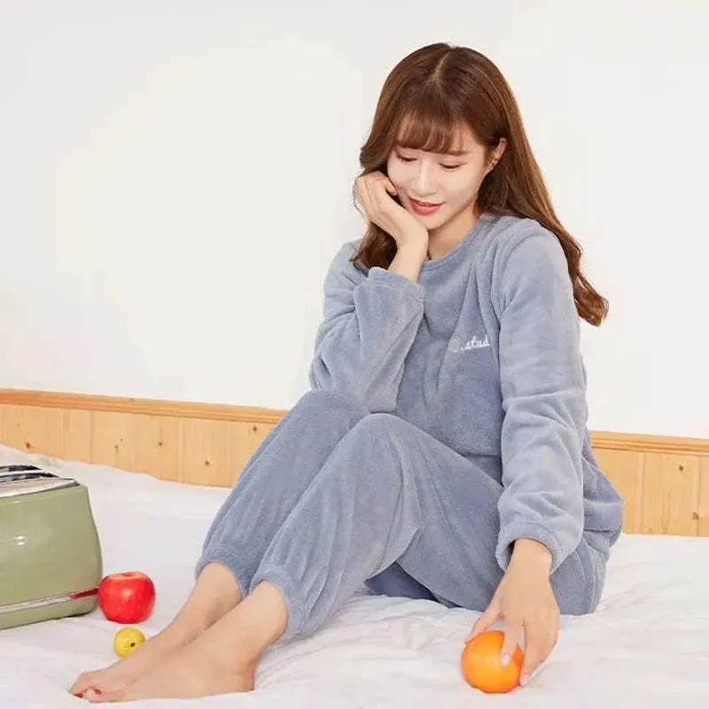 Women's Thick Coral Fleece Pajama Set - Warm Winter Homewear Suit