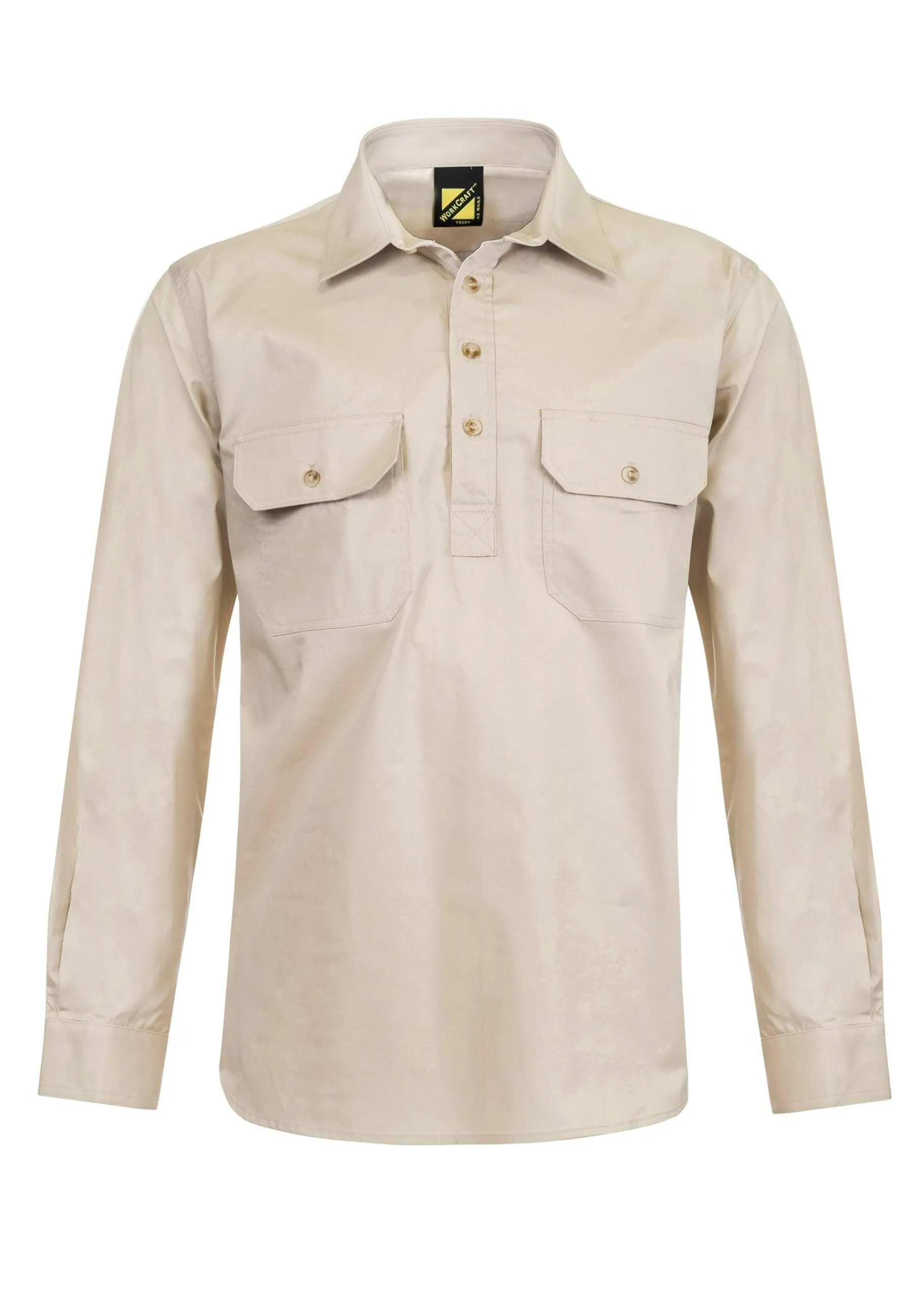 WS3029 LIGHTWEIGHT LONG SLEEVE CLOSED FRONT COTTON DRILL SHIRT