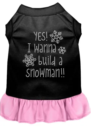 Yes! I Want To Build A Snowman Rhinestone Dog Dress Black With Light Pink Lg (14)