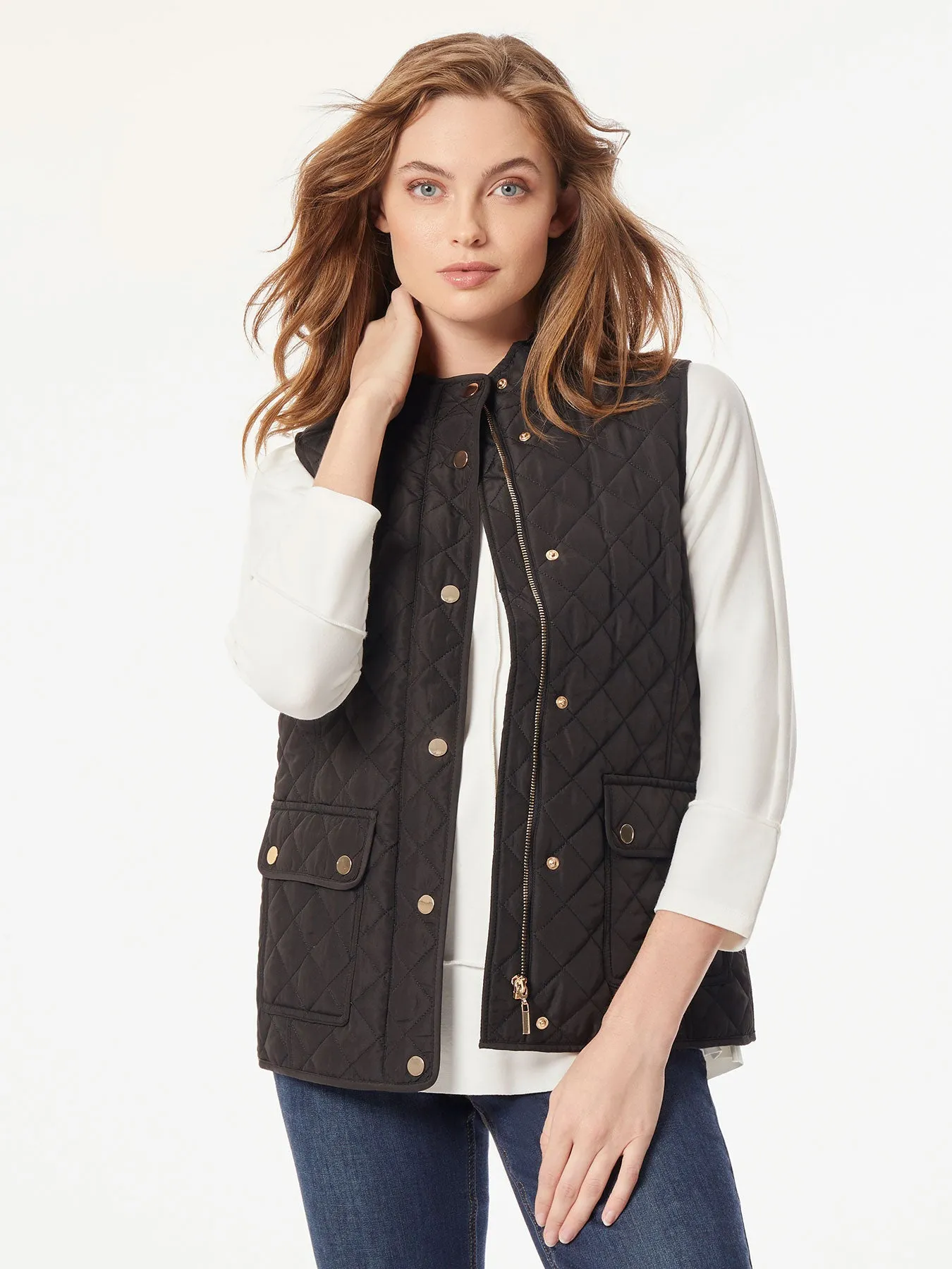 Zip-Front Quilted Vest